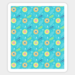 Colorful Summer Flowers Illustration Pattern Sticker